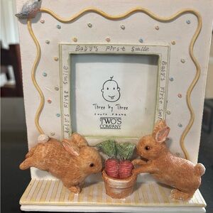 Two's Company White & Tan Bunny Photo Frame with Pastel Dots